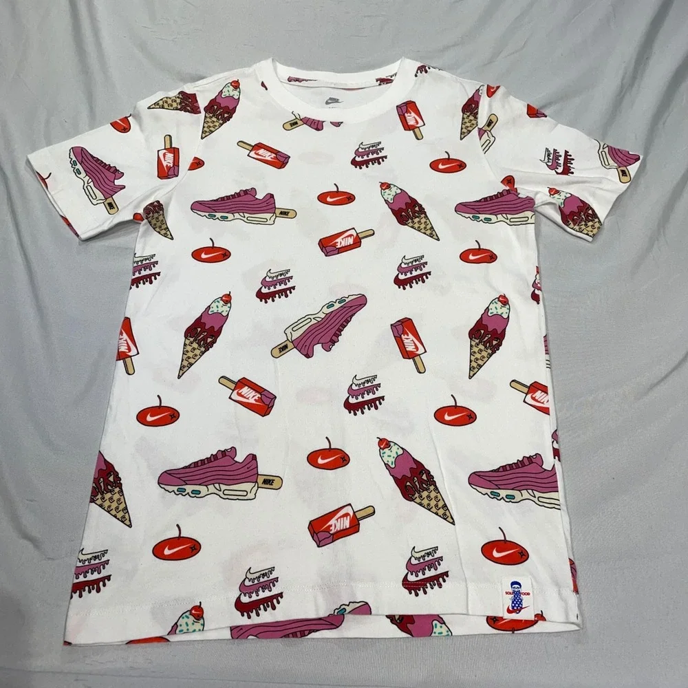 Nike Kids Air Max 95 Ice Cream All Over Print Graphic T-Shirt White Large L